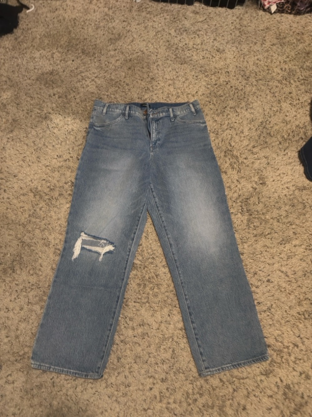 Express Women's Light Blue Straight Ankle High Rise Jeans